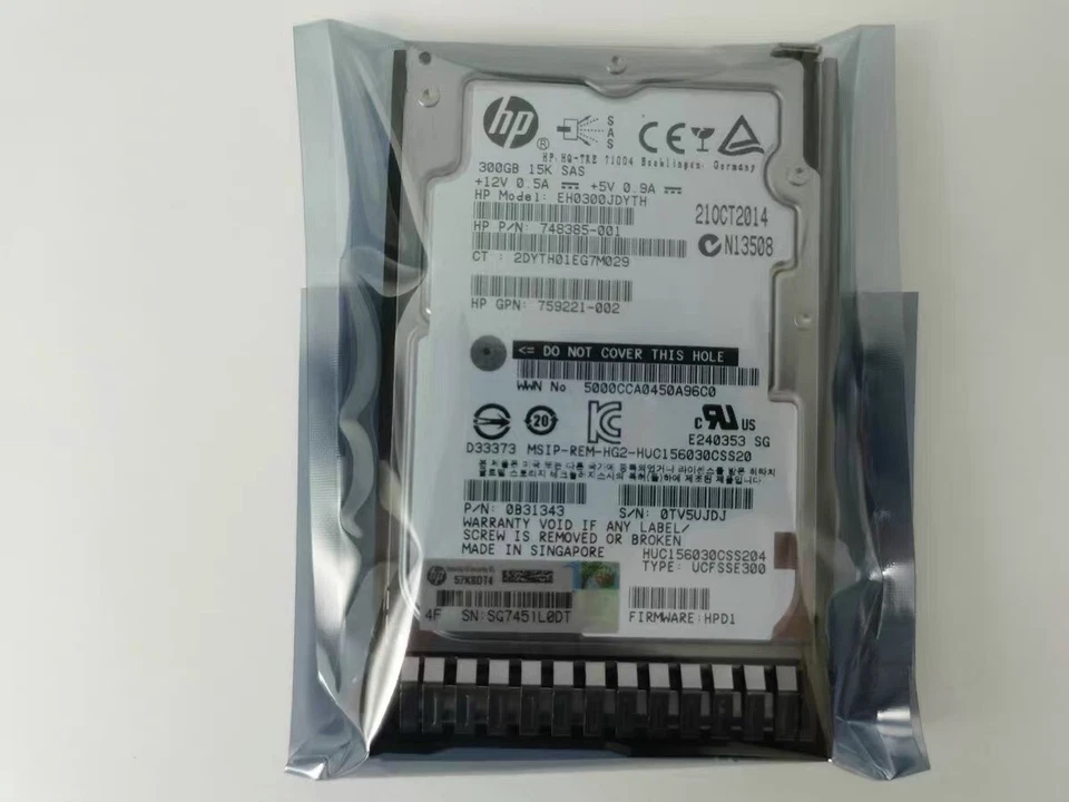 759208-B21 New 759546-001 HP 300GB 12G SAS 15K rpm SFF 2.5" SC HDD Hard Drive - Image 2 of 3