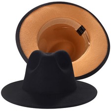 Wool Felt Wide Brim Fedora Hat Trilby Cuban Sun Cap Panama Floral Winter Fall