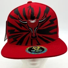 Top Level Chicago Bulls Earthquake Hat OS Michael Jordan 23 Sportswear Red Black