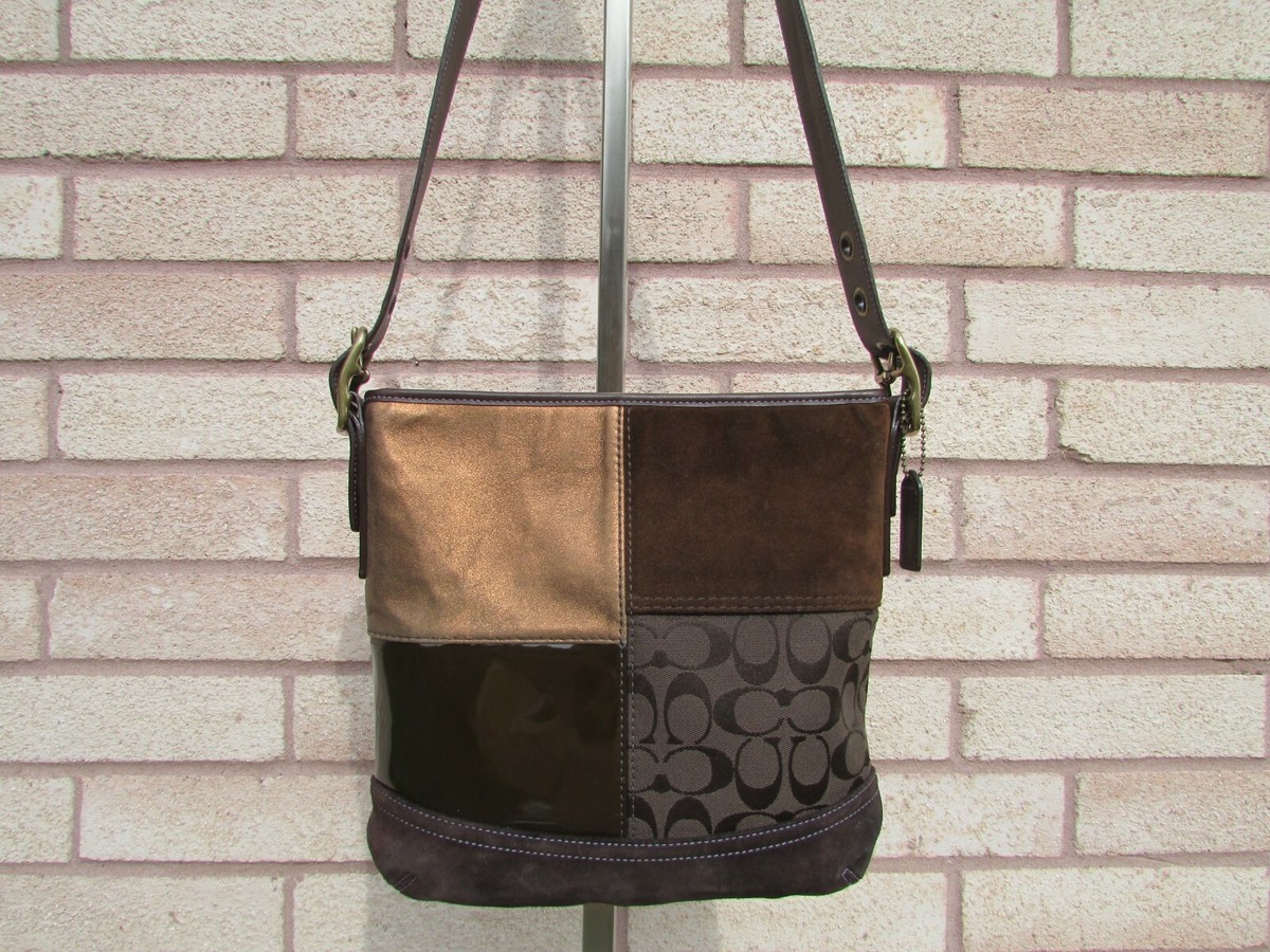 バッグ Coach Vintage One Shoulder Bag Brown Extremely Rare Made In USA Old Coach 9950 One Shoulder Dark