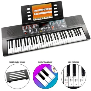 RockJam 61 Clé LED Piano clavier avec support de feuille, Stickers clavier & Enseignements