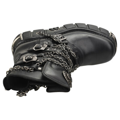 New Rock Straps And Chains Unisex Black Platform Boots - 7 US | eBay