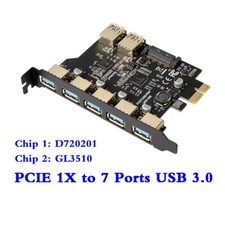 USB 3.0 PCI-E Expansion Card Adapter 7 Ports Hub Adapter External Controller