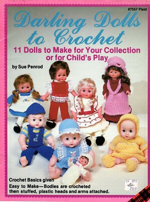 Darling Dolls to Crochet 11 Dolls by Sue Penrod Plaid Leaflet 7557 NOS
