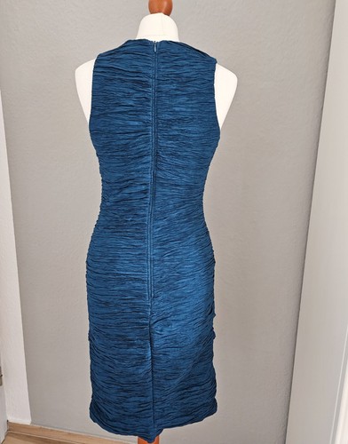 Cocktailkleid petrol / dunkel-türkis, Crincle Optik, mit Strass, Stretch Kleid - Bild 3 von 4