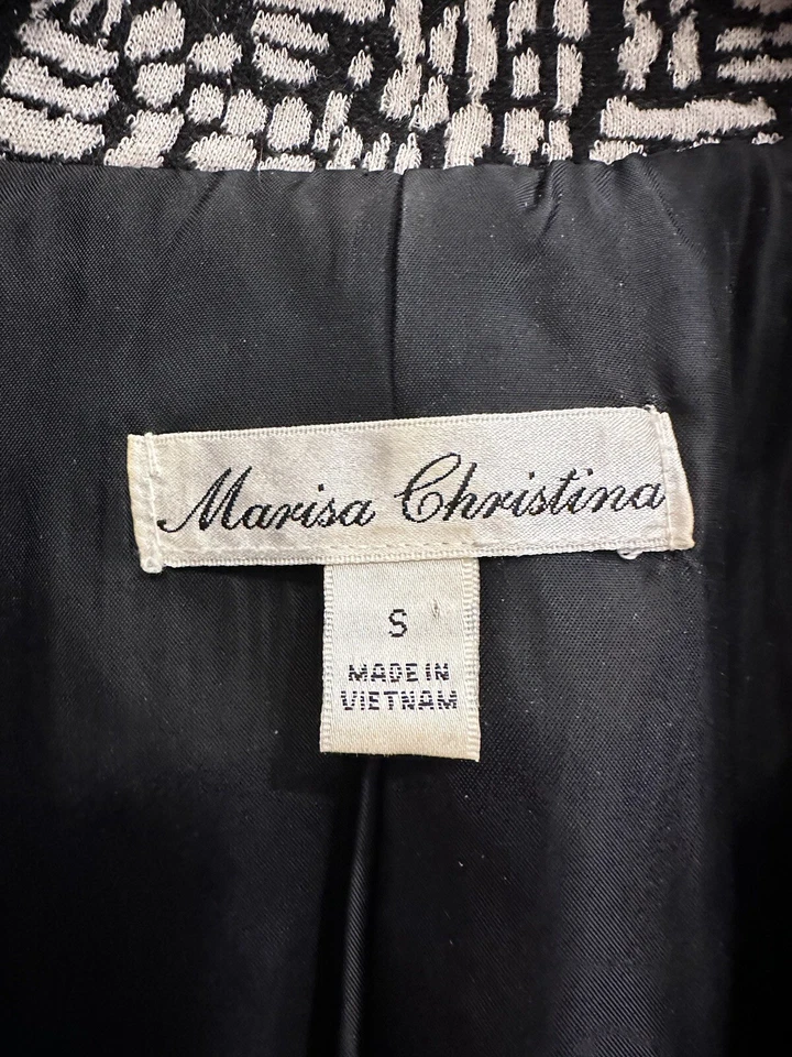 Marisa Christina Women's Blazer Geometric White Black With Collar Size S Stretch - Image 3 of 4