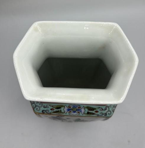 VINTAGE ASIAN PORCELAIN VASE MULTICOLOR FAMILLE Flowers Quail CHINA 10” EUC - Picture 5 of 10