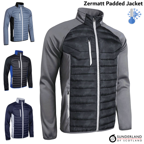 MENS GOLF JACKET SUNDERLAND ZERMATT MENS THERMAL PADDED WINTER GOLF TOP