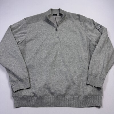 Greg Norman 1/4 Zip Golf Sweater Jacket Long Sleeve Wool Blend Gray Men s 2XL