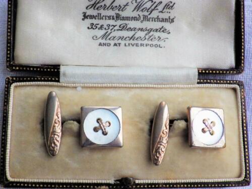 Gemelos vintage Art Deco madre perla - Imagen 2 de 5