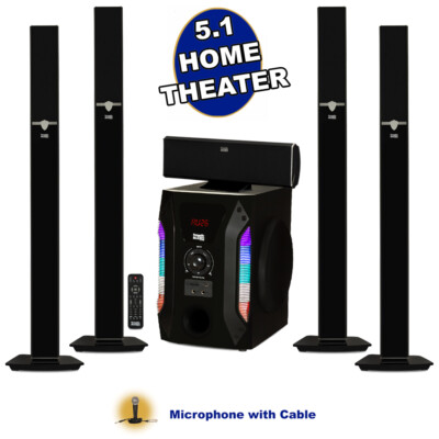 Acoustic Audio Bluetooth Tower 5.1 Speaker System with Mic and Powered Subwoofer