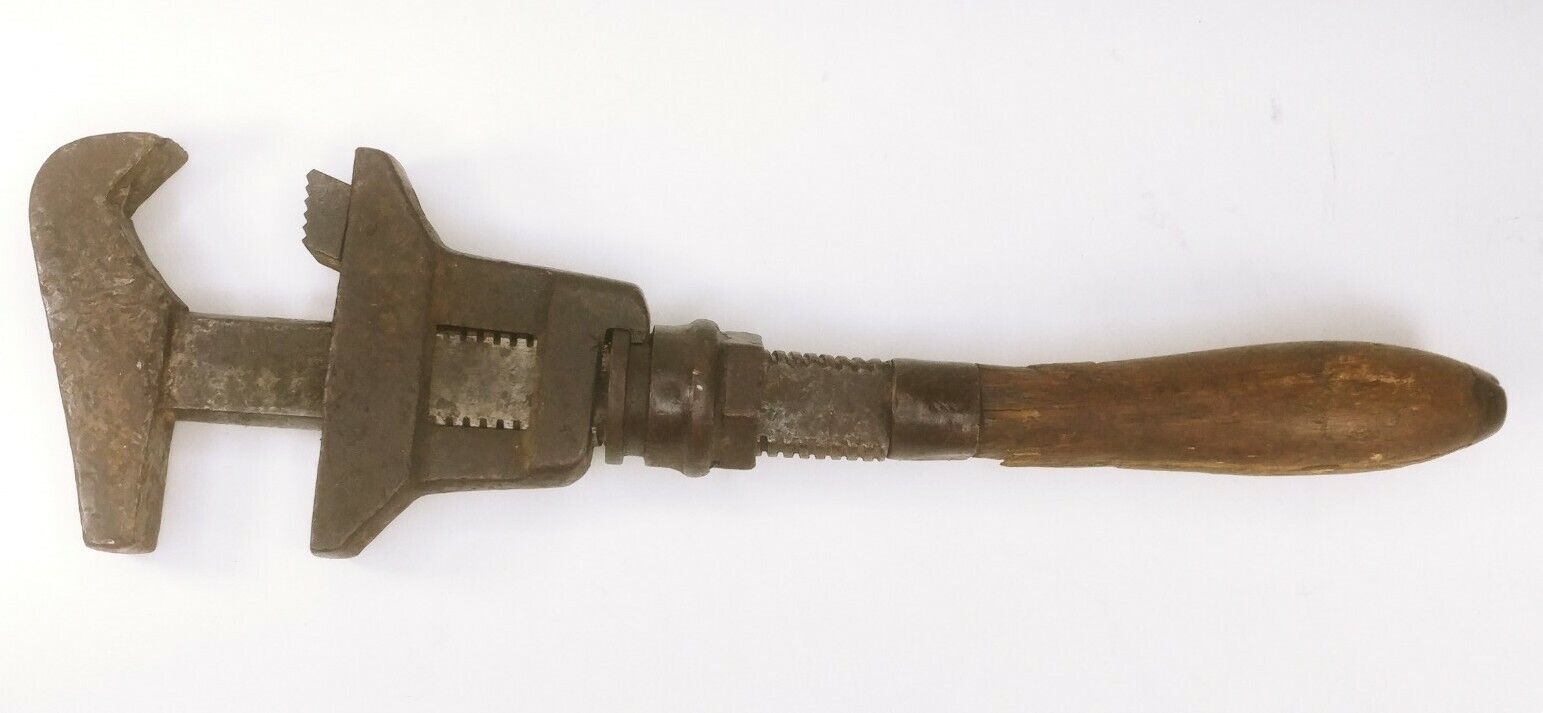 Antique COMBINATION MONKEY-PIPE WRENCH 11 Double Jaw by BEMIS