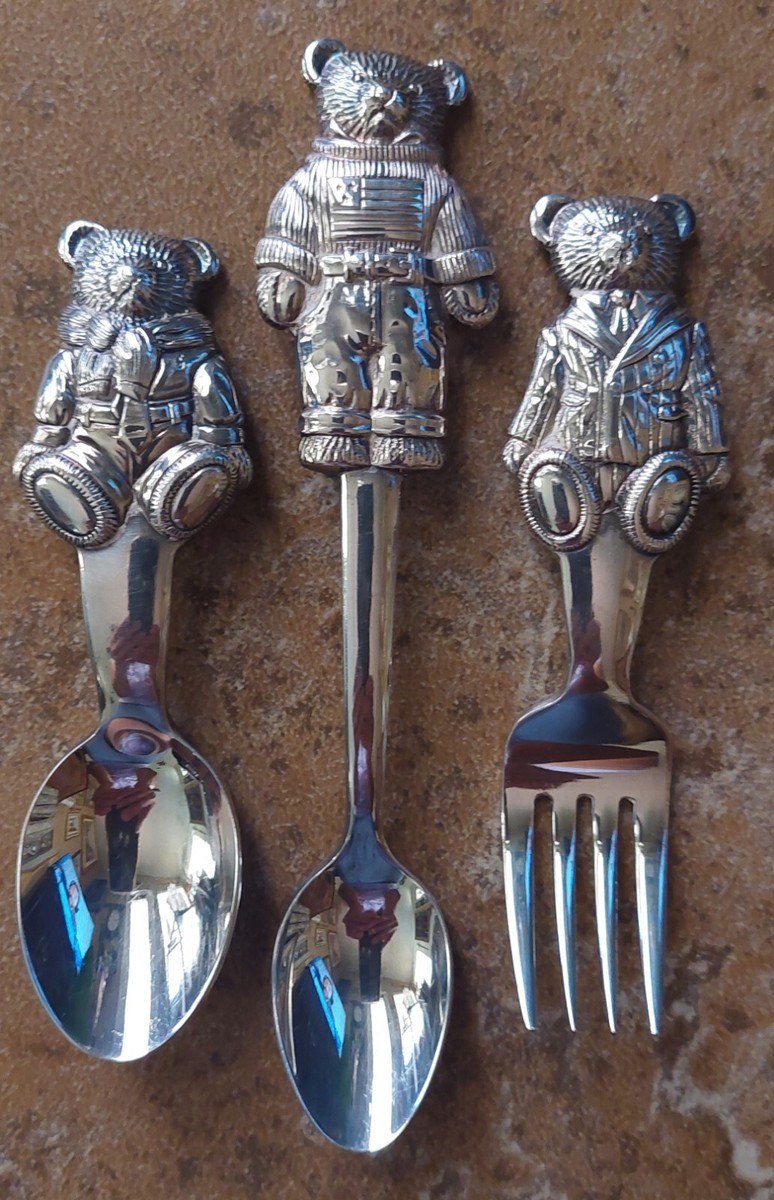 Ralph Lauren テディベアセット3体 Vintage Ralph Lauren Polo Bear 3 PC Silver Plated Baby Set