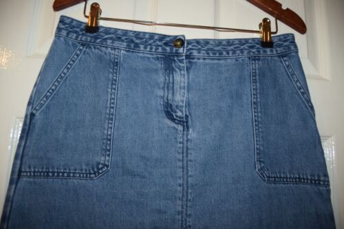Boden Denim Stonewashed Blue A-Line Mini Short Skirt 12L TALL Pockets Zip Retro - Picture 4 of 8