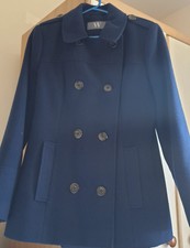 Bhs Women's Navy Double Breasted Coat Uk Size 12
