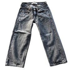 Vintage Levi's Boys 550 Jeans 8 Husky Relaxed Fit Black Gray Denim Y2K 28x23