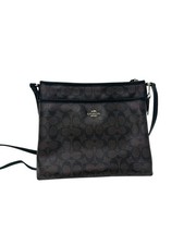 Coach Signature Zip File Crossbody Bag Brown Black