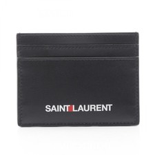 SAINT LAURENT PARIS Card Case holder 375946 leather Black Used unisex logo