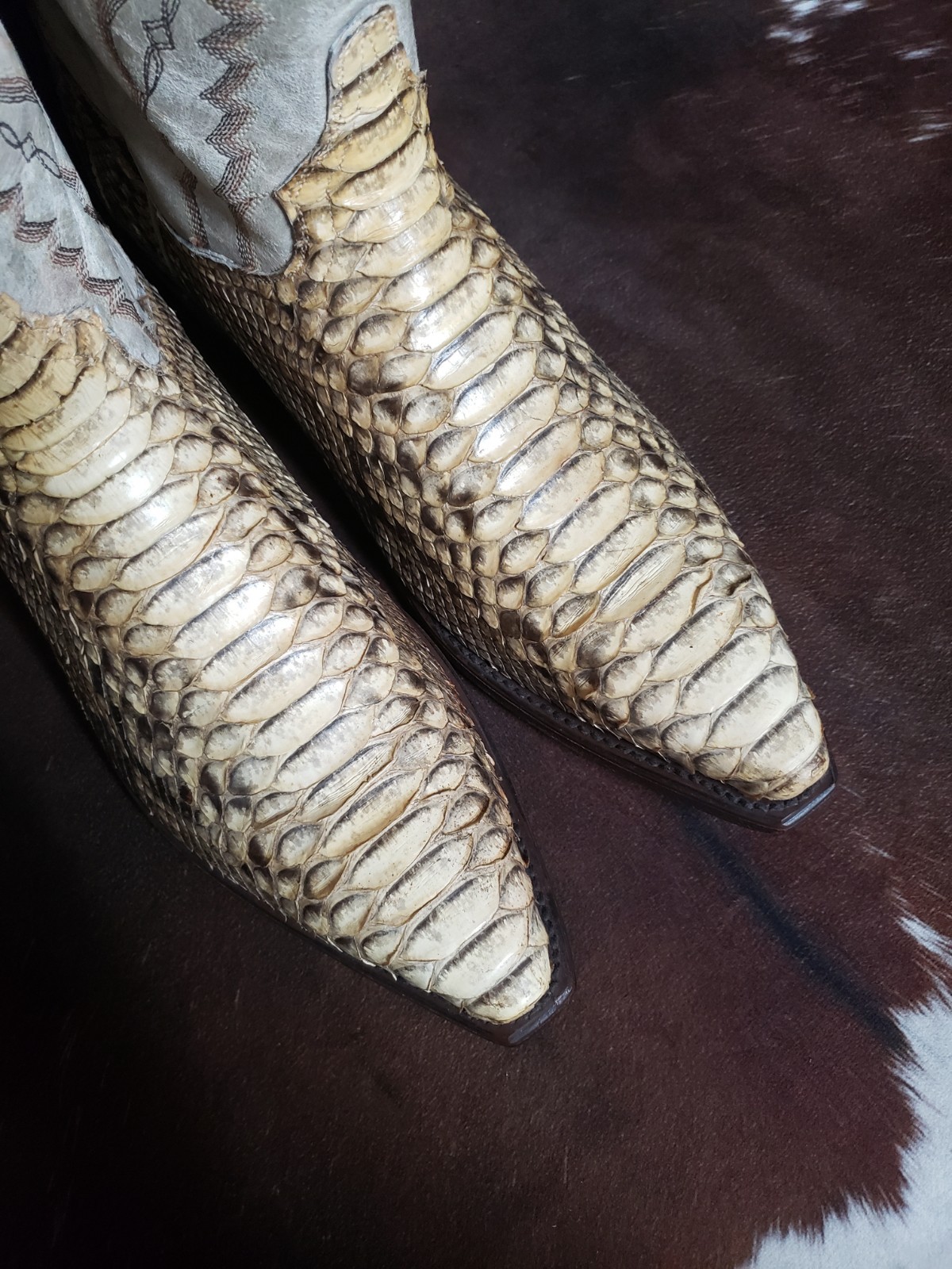 Dan Post Genuine Natural Python Snip Toe Western … - image 9