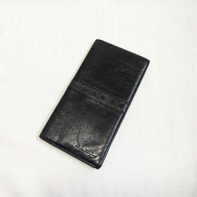 S. Ferragamo 90s Italian Black Leather Long Wallet Billfold Vintage Japan Used