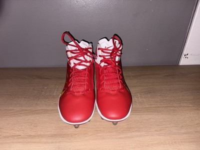 NIKE Alpha Talon Elite 3/4 Mid TD White Red Football Cleats Men's size 13