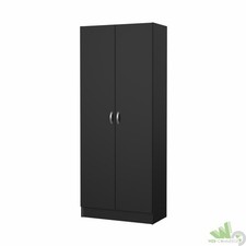 MOBILE ARMADIO 2 ANTE SCARPIERA MULTIUSO 69X35X170 CM 5 RIPIANI NERO CABINA