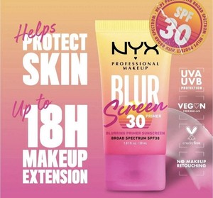 NYX Professional Makeup BLUR Sunscreen SPF 30 Primer 18H Wear 1 oz UV protection