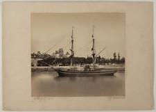 Michel Pacault, Saint-Jean-de-Luz, Goélette dans le Port vintage albumen print