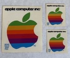 Vintage Original Apple Computer Inc Rainbow Stripe Stickers - Set Of 3