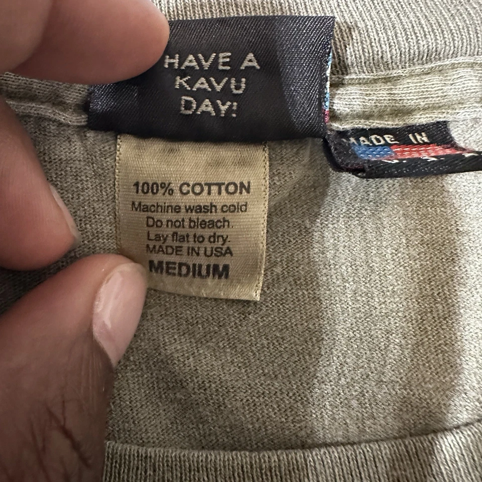 Vintage Kavu Mens M Tshirt Green Paddle Canoe Kayak Graphic Outdoor Made In USA - Image 4 of 4