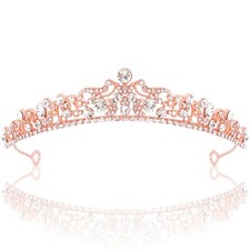 TOBATOBA Rose Gold Tiaras and Crowns for Women Girls Crystal