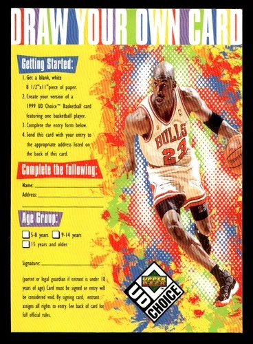 1998-99 UD Choice Draw Your Own Card Michael Jordan MINT NO RESERVE!