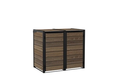 Keter Signature Hide Away Mülltonnenbox, 2×240L, DecoCoat Holzoptik, wetterfest