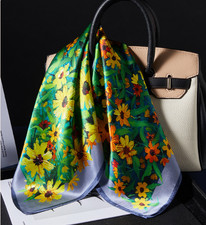 100 Silk Mulberry Shawl Neckerchief Scarf 53X53cm plant Print Bandana wrap new