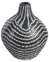 Dekorative Vase Handgefertigte Terrakotta, Gestreiftes Muster 35 Cm ZubehöR Schw