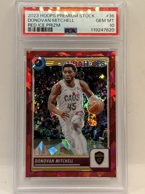 2023-24 Panini Nba Hoops Premium Stock - Donovan Mitchell #36 Red Ice Prizm /99