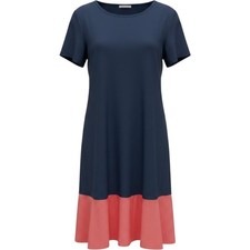 Tiana B. Petite Small Blue Pink Colorblock Shift Dress Mod Minimalist Pullover
