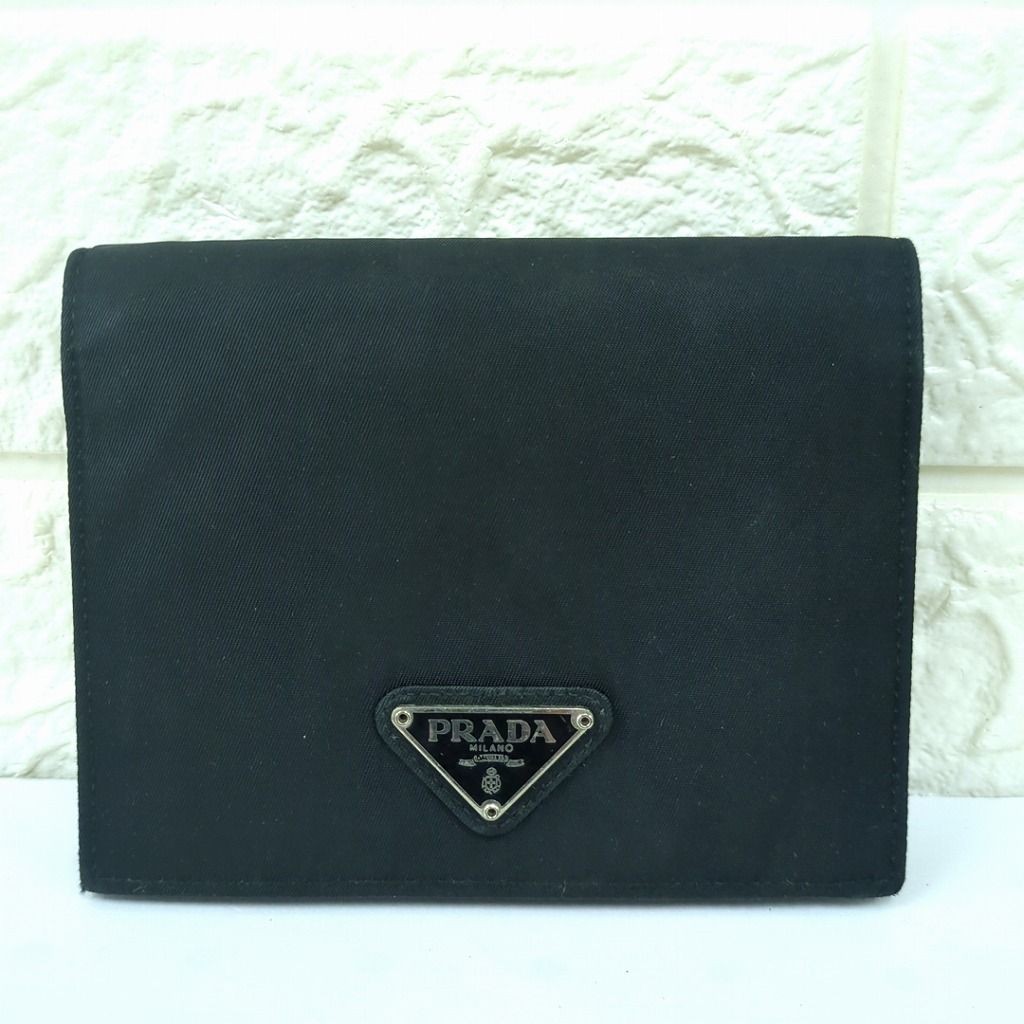 PRADA Bifold Wallet in Black Nylon Leather Tessuto Made in Italy
