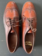 Vintage NOS Walk-over Longwing Blucher Brogue Brown Pebble Grain wingtips 8 D/B