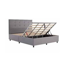 Letto Piazza E Mezzo 120x200 Con Vano Contenitore Tessuto Grigio Chiaro
