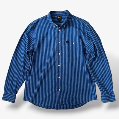 Lee Relaxed Fit Hemd, indigoblau gestreift, Größe L, Retro-Casual-Stil,...