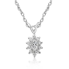 1/2CT Marquise Halo Pave Diamond Solitaire Pendant 14K White Gold