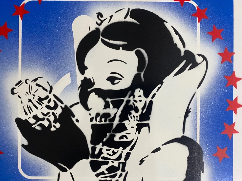 Very Rare Banksy Original spray stencil  Street Sign Painting 2014 - Image 2 of 4