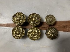 Vintage Solid Brass Drawer Knobs Cabinet Pulls Assorted Hardware Lot of 6