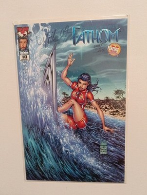FATHOM #10 VARIANT COVER SIGNED BY MICHAEL TURNER NM + DF COA Witchblade ASPEN