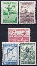 Belgium, 1950, COB 827/31: €90, European Athletics Championships, MNH