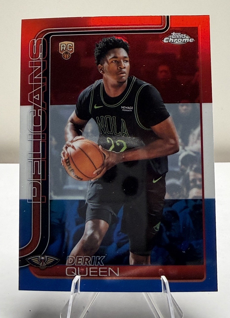 2025-26 Topps Chrome - Derik Queen #263 Red White & Blue Refractor (RC)