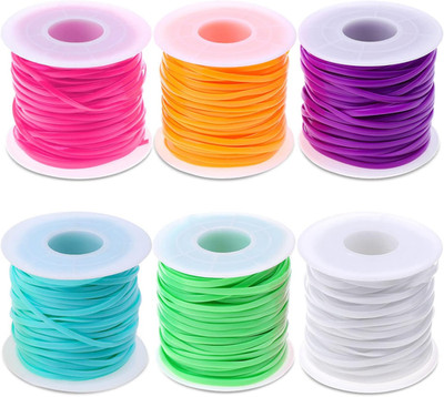Lanyard String Kit,  6Pack Plastic Lacing Cord Gimp String Lanyard Weaving Kit f