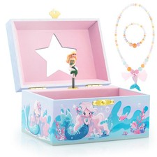 RR ROUND RICH DESIGN Kids Musical Jewelry Box for Girls Include Pretty Blue