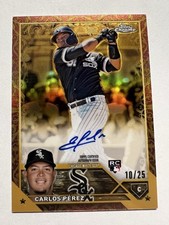 2023 Topps Chrome Gilded Carlos Perez Auto /25 Red #CGA-CP RC Rookie White Sox